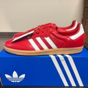 Adidas Men's Red and White Samba OG Sneakers